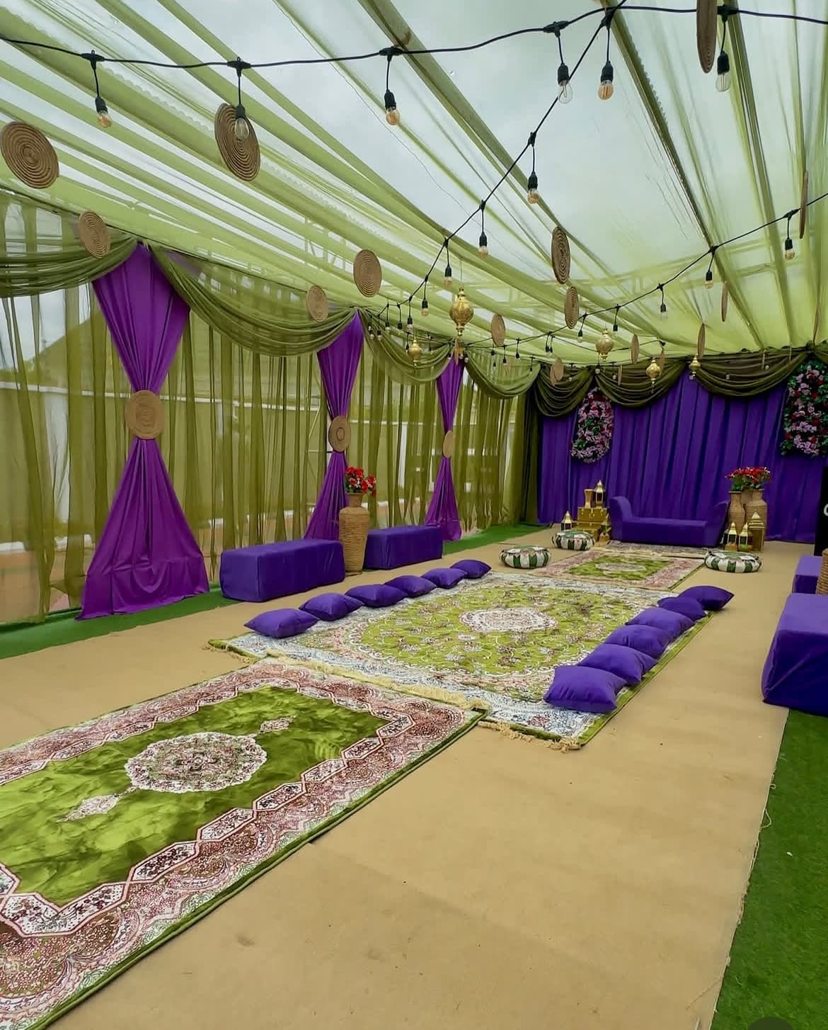 Henna night Lagos — intimate styled seating and lantern setup