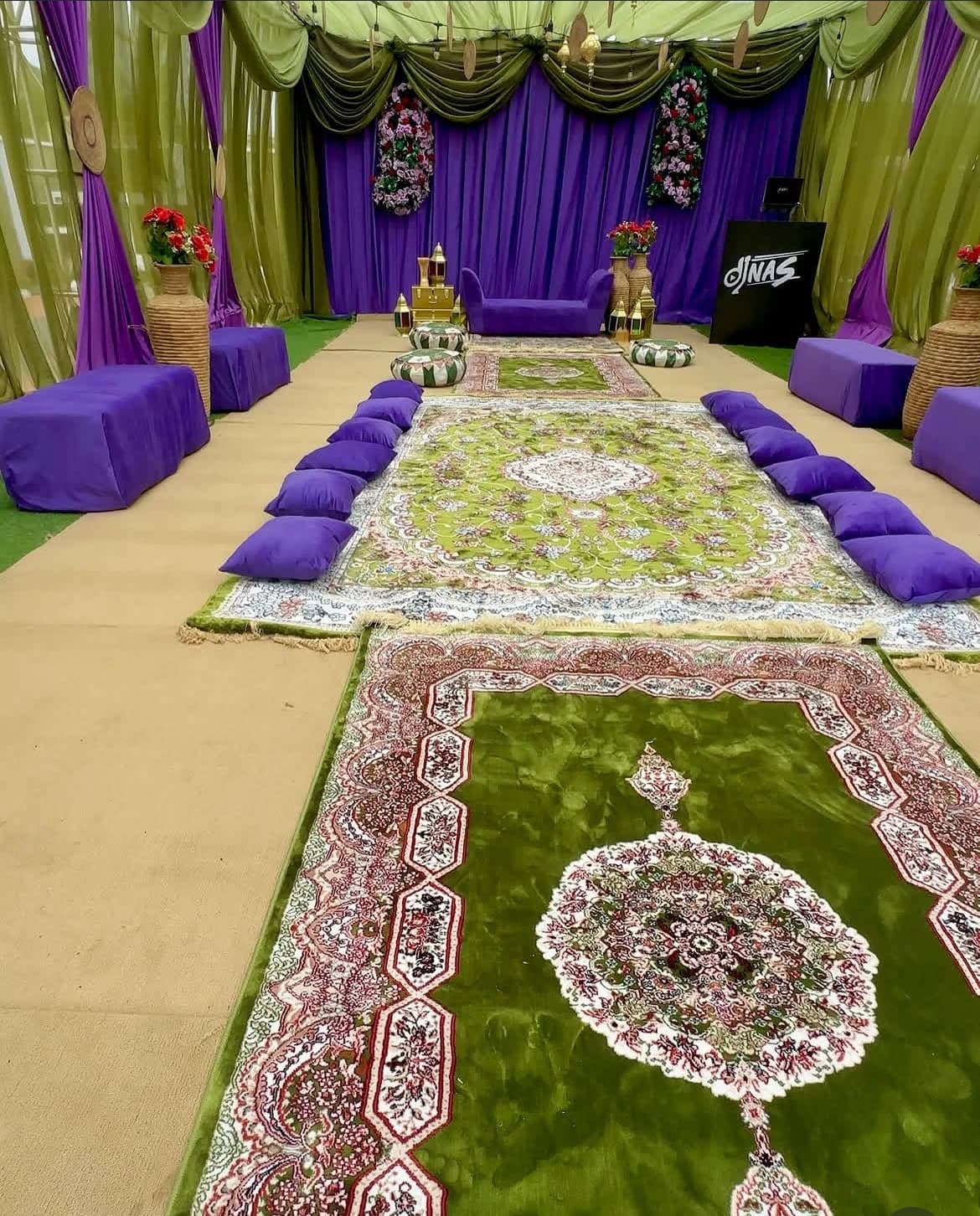 Henna party Lagos — full venue styling with jewel tones