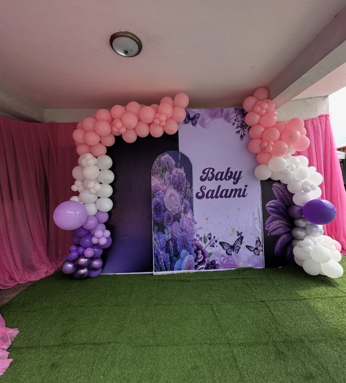 Naming ceremony decoration Lagos — warm celebratory setup
