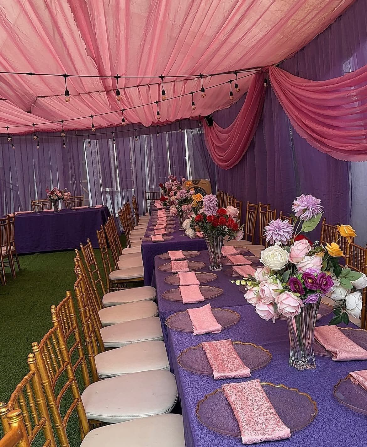Naming ceremony Lagos — pastel balloon columns and welcome arch