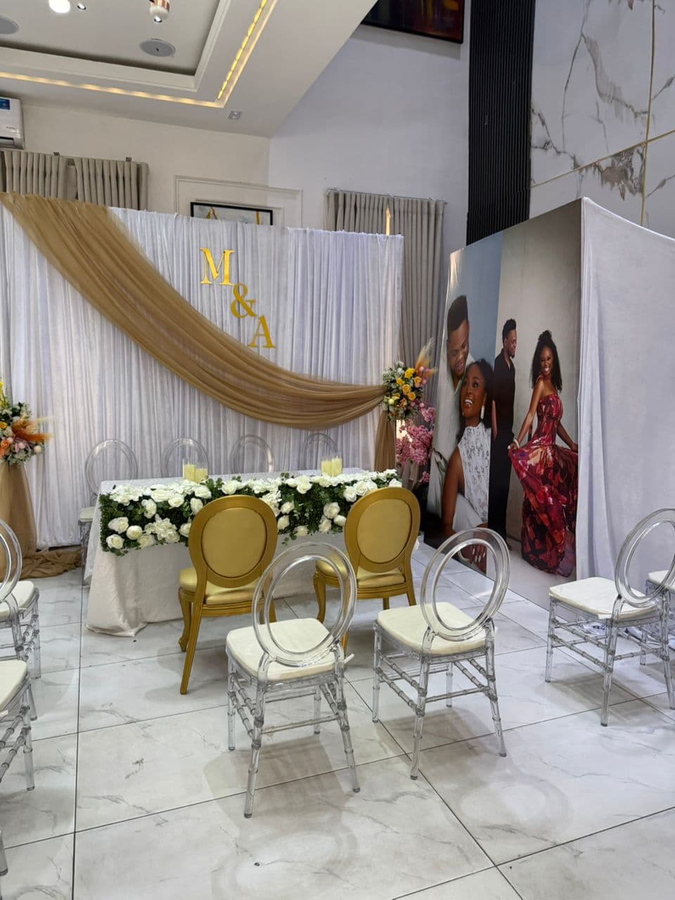 Kamu ceremony decoration Lagos — vibrant traditional styling